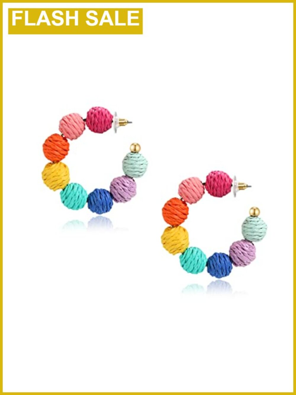 Raffia Hoop Dangle Earrings for Women Summer Beach Vacation Jewelry
